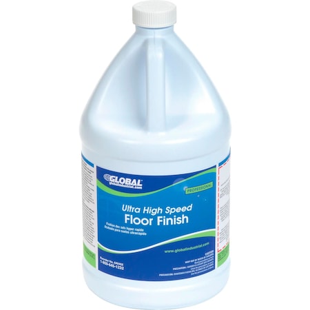 Global Industrial Ultra High Speed Floor Finish, 1 Gallon Bottle, 6PK 640403